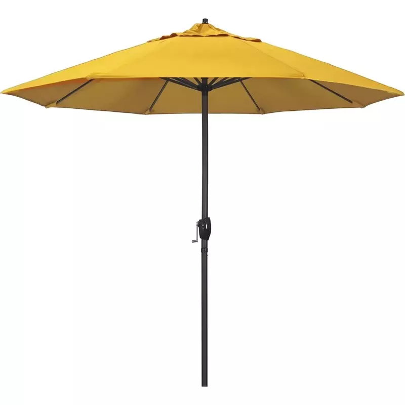 مظلة فناء من الألومنيوم ، رفع كرنك ، إمالة تلقائية ، عمود برونزي ، مظلات صفراء عباد الشمس
