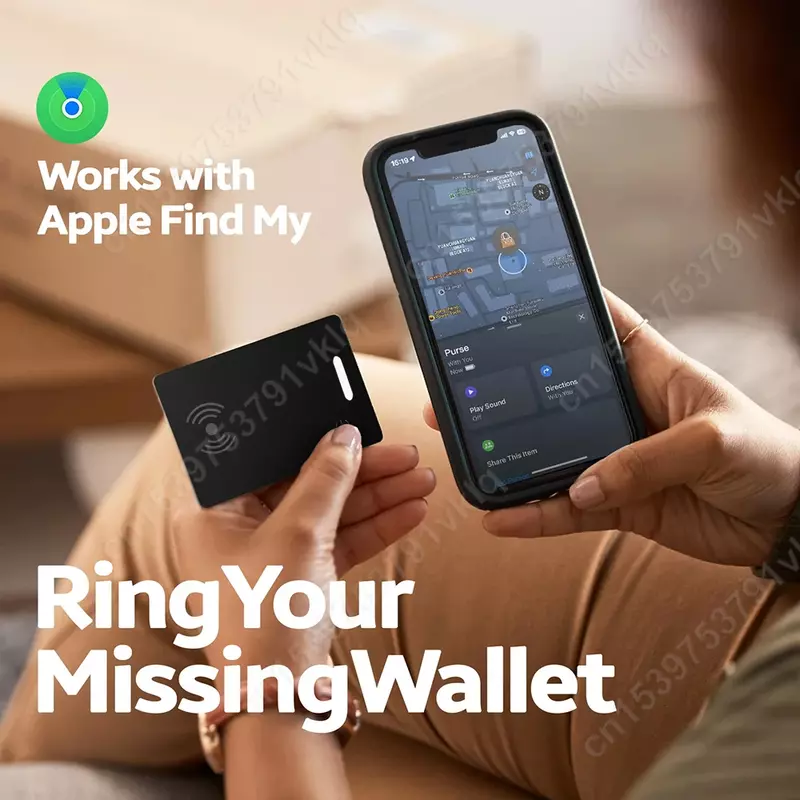 محفظة صغيرة ذكية رفيعة للغاية ، جهاز تتبع الموقع ، الشحن اللاسلكي ، مكتشف الهاتف ، المقتفي ، البطاقة ، يعمل مع Apple Finding ، My
