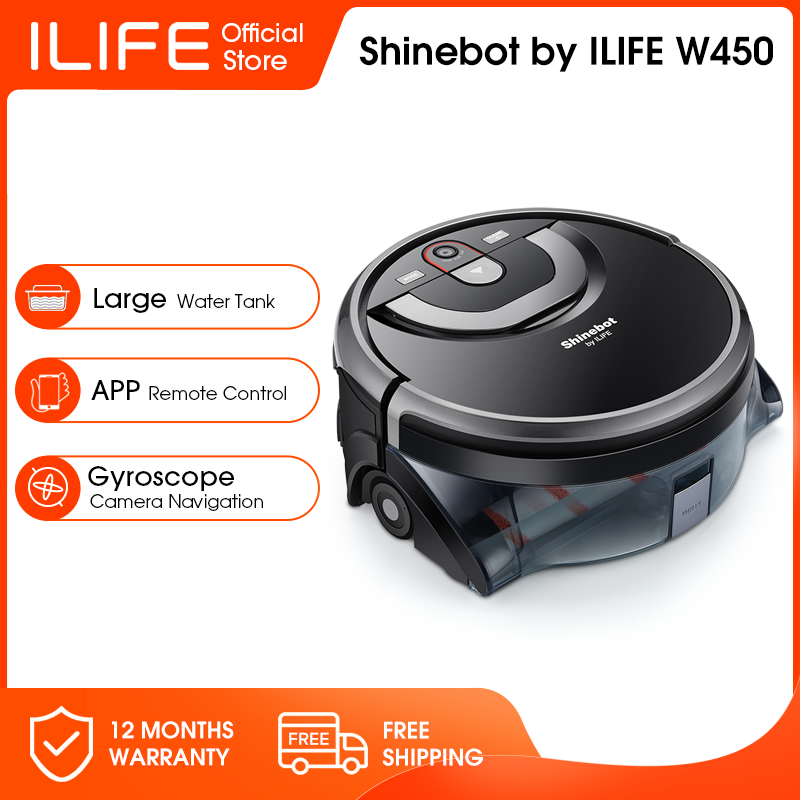 آي لايف W450 روبوت غسيل الأرضيات Shinebot ، 0.85L & 0.9L خزان مياه كبير ، كاميرا الملاحة ، واي فاي APP التحكم ، نظام الكشف أوبس