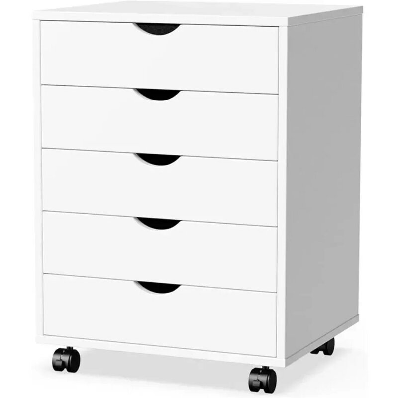 OLIXIS-خزانة ملفات خشبية ، تخزين محمول متنقل ، تخزين أبيض ، سعة كبيرة ، 5 أدراج ، مخزن منزلي ومكتبي