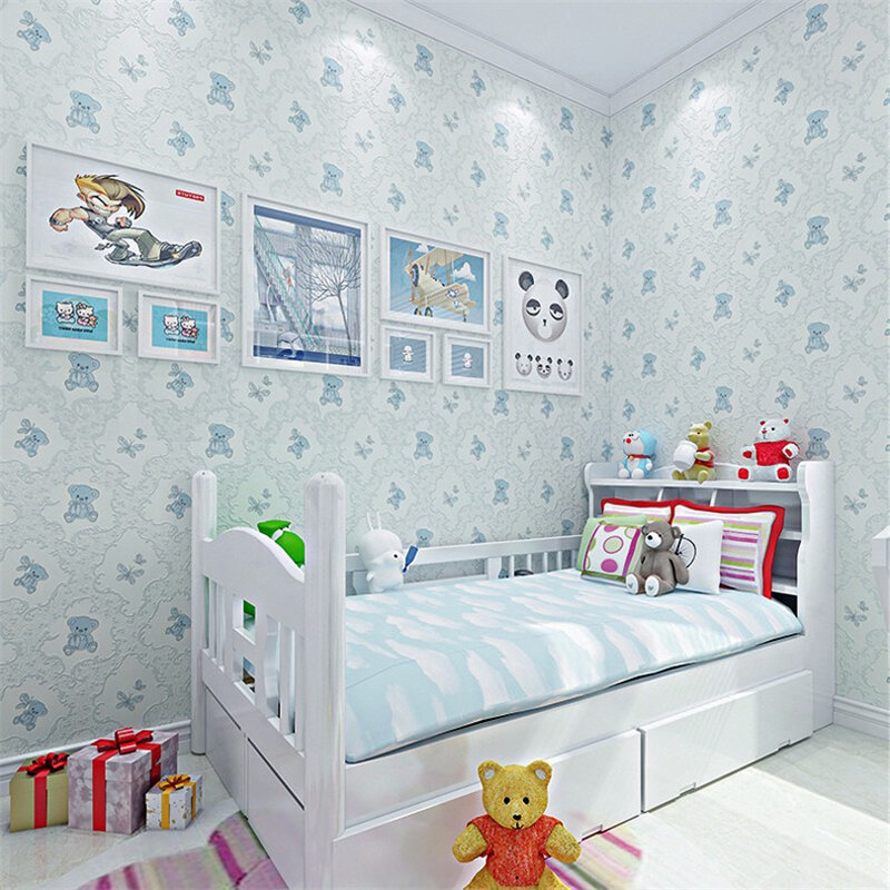 الكرتون خلفية جدارية لطيف الوردي الدب الأطفال التمريض غرفة نوم الأصفر الأزرق حائط الخلفية المشارك قماش ديكور المنزل 9.5 متر