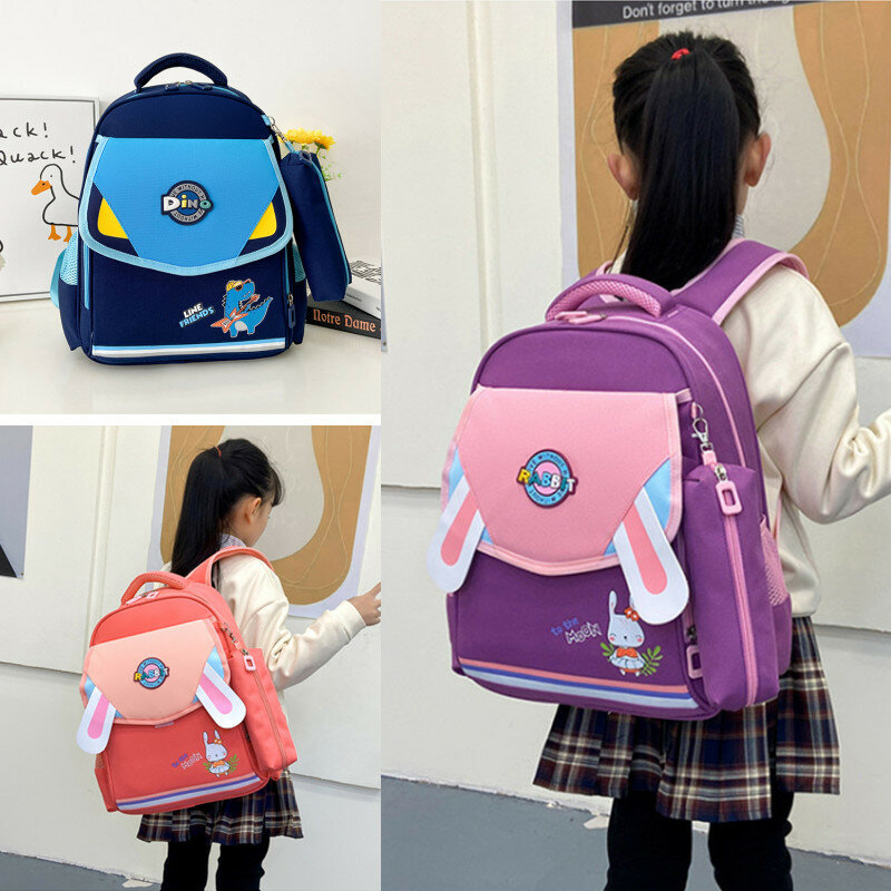 Children New Rabbit Ear Pupil Cartoon Large Backpacks Pen Bags In Kindergarten Dinosaur Cute Schoolbag for Boys Girls Aged 5-7