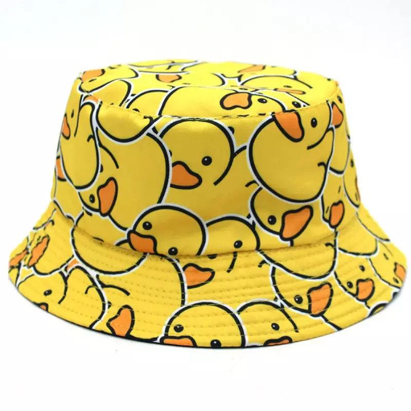 عكسها الأصفر بطة دلو قبعة للرجال والنساء ، بوب ، بنما ، القطن ، الشاطئ ، السفر ، في الهواء الطلق ، صياد ، الشمس ، الصيف