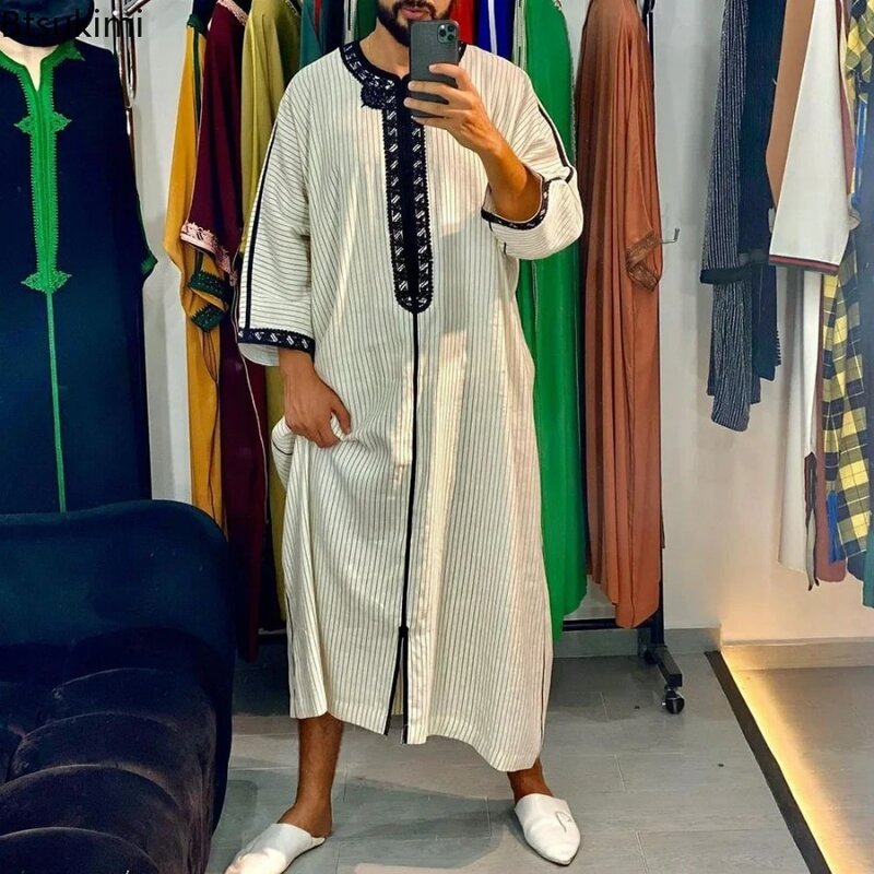ازياء رجالية إسلامية جوبا ثوب عربي باكستاني دبي قفطان عباية ملابس إسلامية المملكة العربية السعودية بلوزة طويلة سوداء فستان
