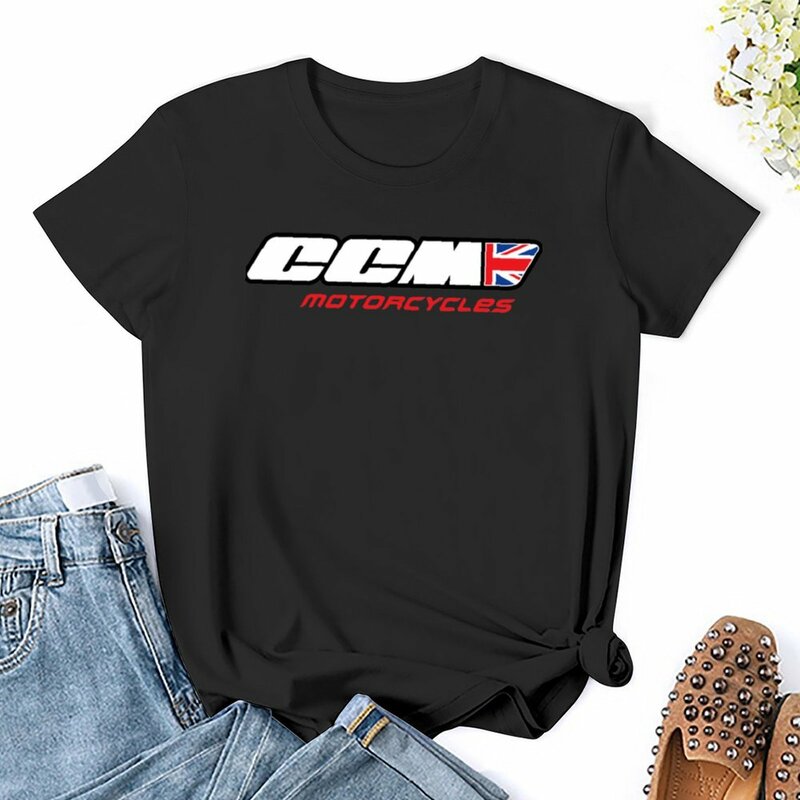 CCM-دراجات نارية تي-تي شيرتات بشعار بريطاني للنساء ، قمم الصيف ، ملابس لطيفة ، ملابس مصممة فاخرة