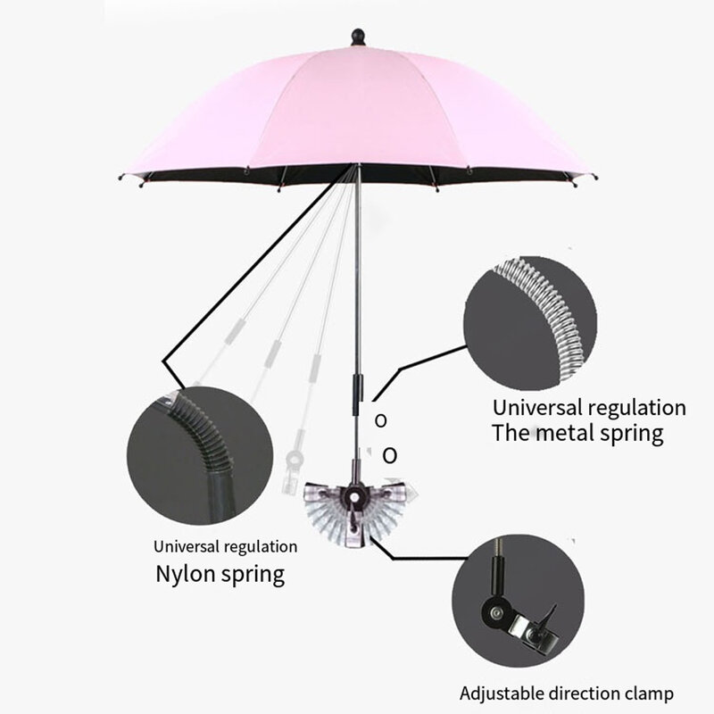 مظلة عربة أطفال قابلة للطي قابلة للفصل ، عربة أطفال تجرها الدواب ، غطاء مظلة ، مظلة حماية من المطر ، سوداء