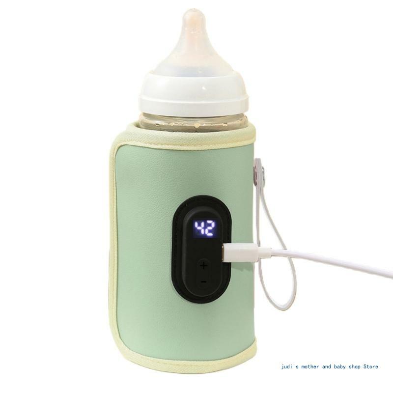 67JC شاشة ديجيتال سخان زجاجة الحليب المحمولة زجاجة تستخدم في الرضاعة كم حافظة زجاجة الطفل حارس دافئ للتغذية الليلية