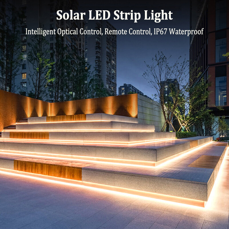 الشمسية LED قطاع أضواء 2835 مع لوحة طاقة شمسية التحكم عن بعد 3M 4M 5M في الهواء الطلق IP67 مرنة مصباح الشريط ل حديقة الديكور