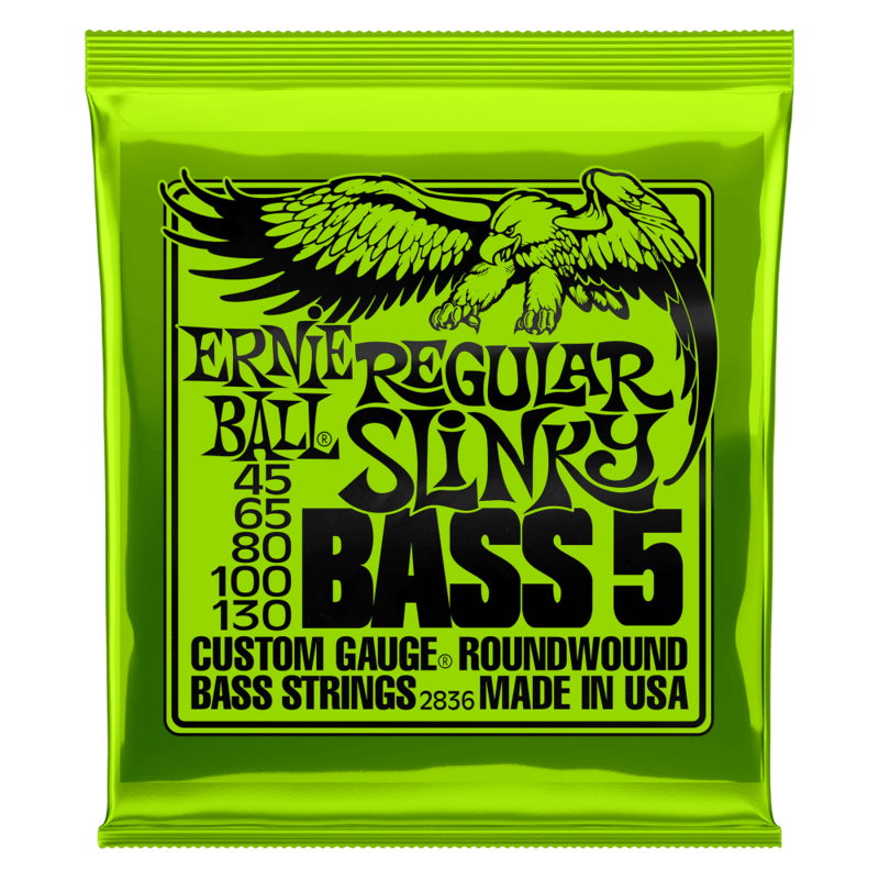 سلسلة Ernie Ball Bass 2833 45-105 جرح دائري فاتن هجين لـ 4 أوتار/2836 منتظم فاتن 45-130 لـ 5 أوتار كهربائية