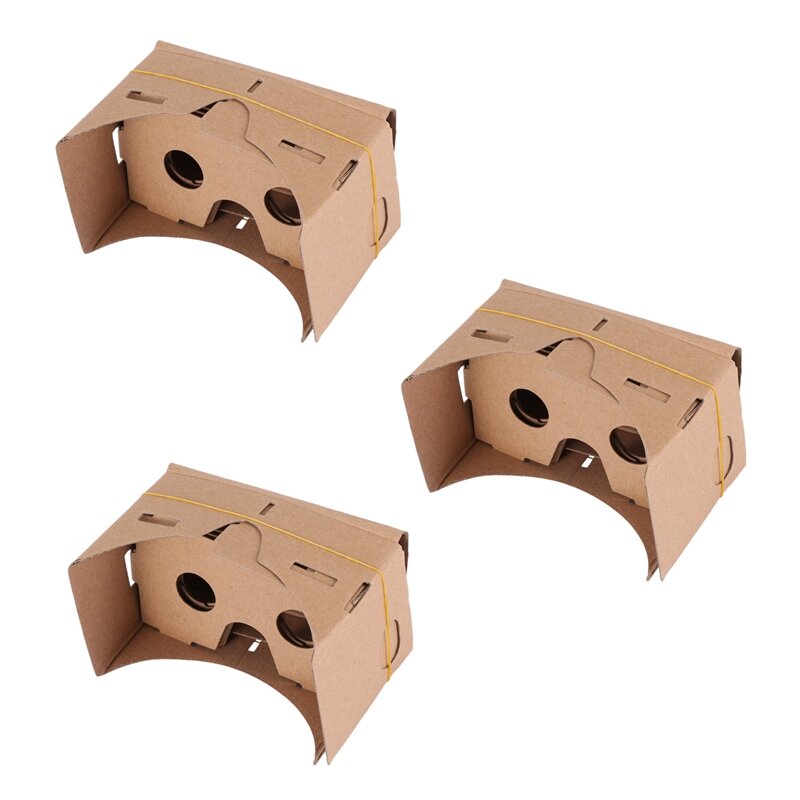 ترقية! نظارات الواقع الافتراضي ثلاثية الأبعاد VR ، اللوح الخشبي لجوجل كرتون ، لتقوم بها بنفسك ، 3X ، 6"