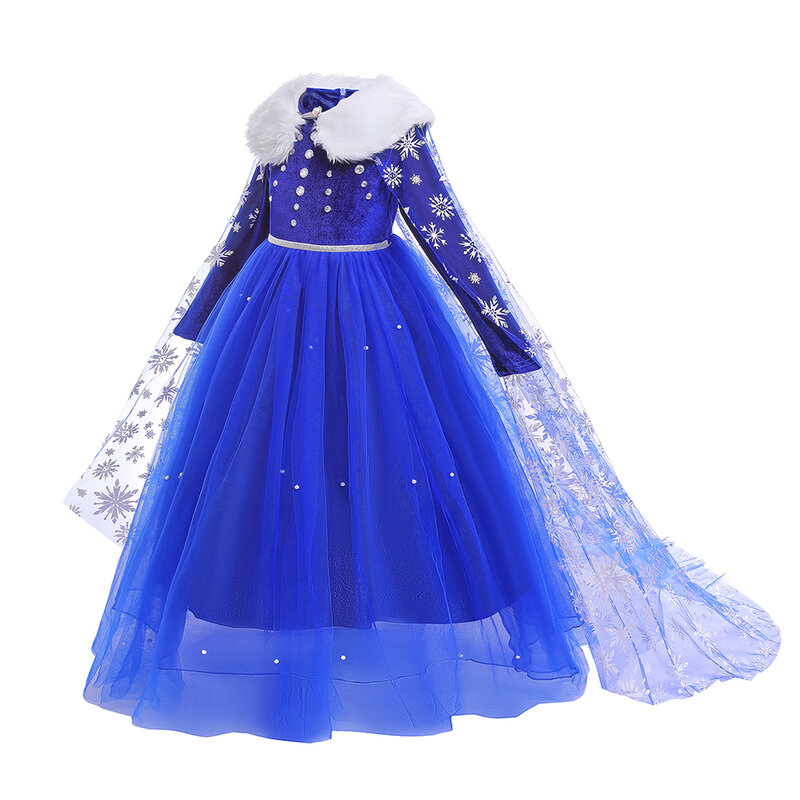 فستان إلسا المجمد للفتيات ، ملابس حفلة الهالوين ، زي تنكري ، طبعة ملكة الثلج ، فستان الأميرة للأطفال ،
