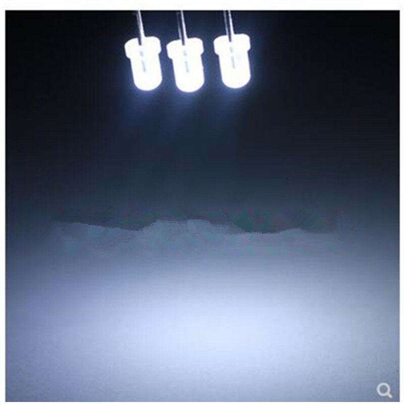 متجمد LED مصباح حبة ، F3 ضوء الشعر الأبيض ، 3 مللي متر ، قدم ضباب أبيض طويل ، 50 قطعة