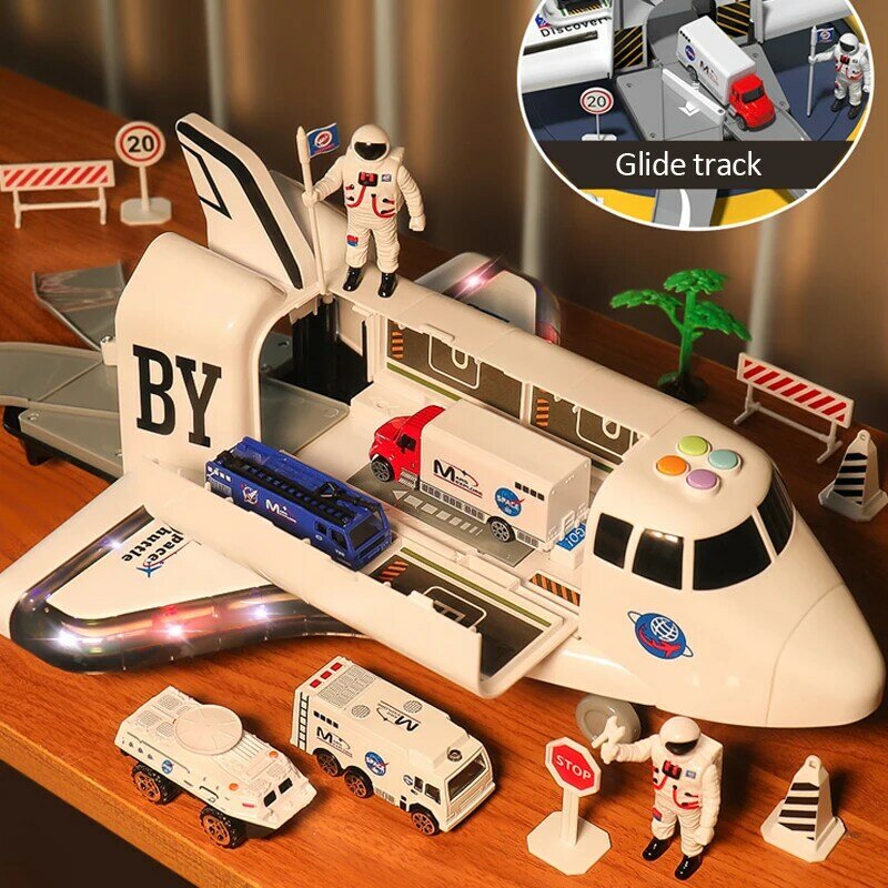 مكوك الفضاء نموذج محاكاة الجمود سيارة لعبة الطائرات الموسيقى مع لعبة خفيفة Diecasts الاطفال لعبة تعليمية هدية للبنين