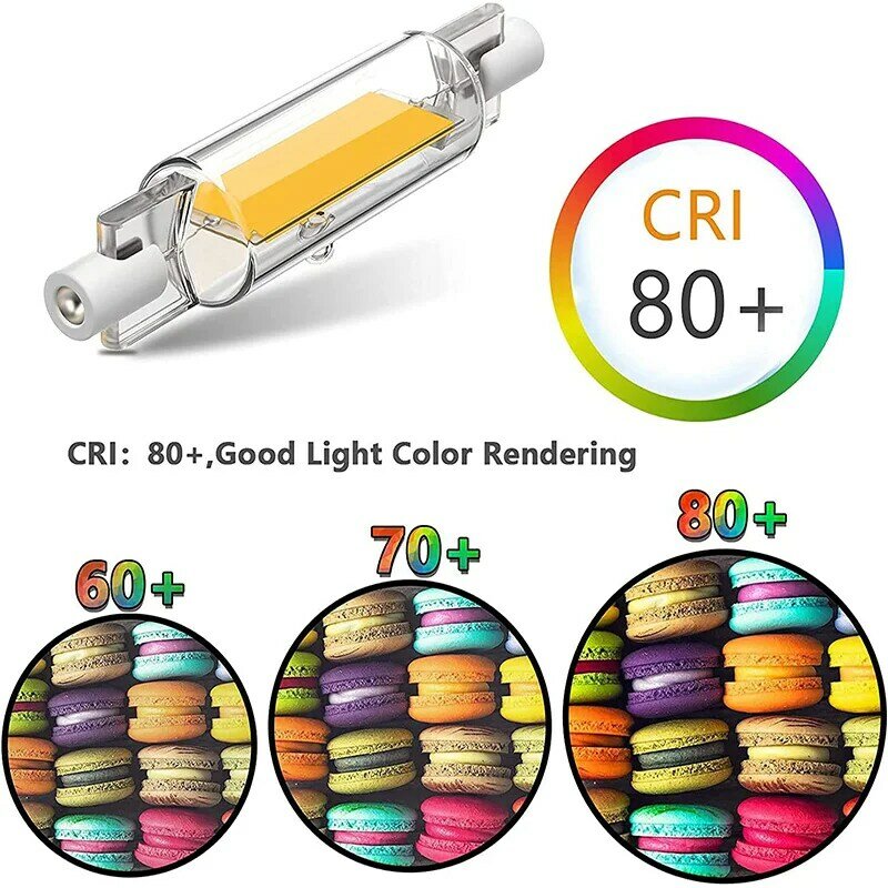 R7S LED COB زجاج أنبوب ضوء لمبة ، عالية الطاقة ، 78 مللي متر ، 118 مللي متر ، J78 ، J118 ، التيار المتناوب 110 فولت ، 220 فولت ، 230 فولت ، 240 فولت ، المنزل ، استبدال مصباح الهالوجين ، 1 قطعة ، 4 قطعة