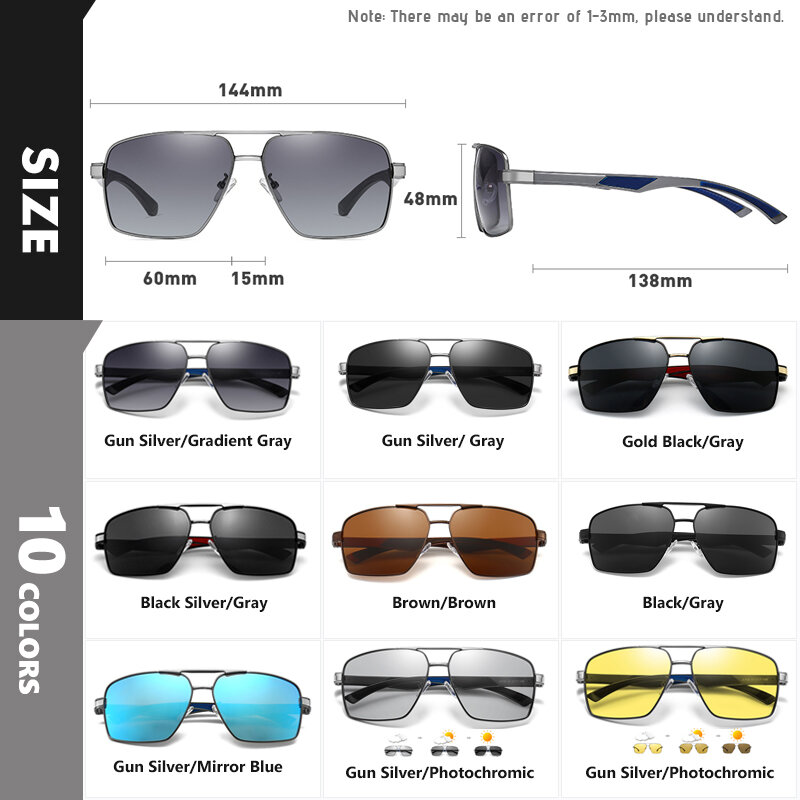 LIOUMO هايت نوعية مربع الرجال النظارات الشمسية الاستقطاب اللونية نظارات النساء يوم نظارات الرؤية الليلية UV400 zonnebril هيرين