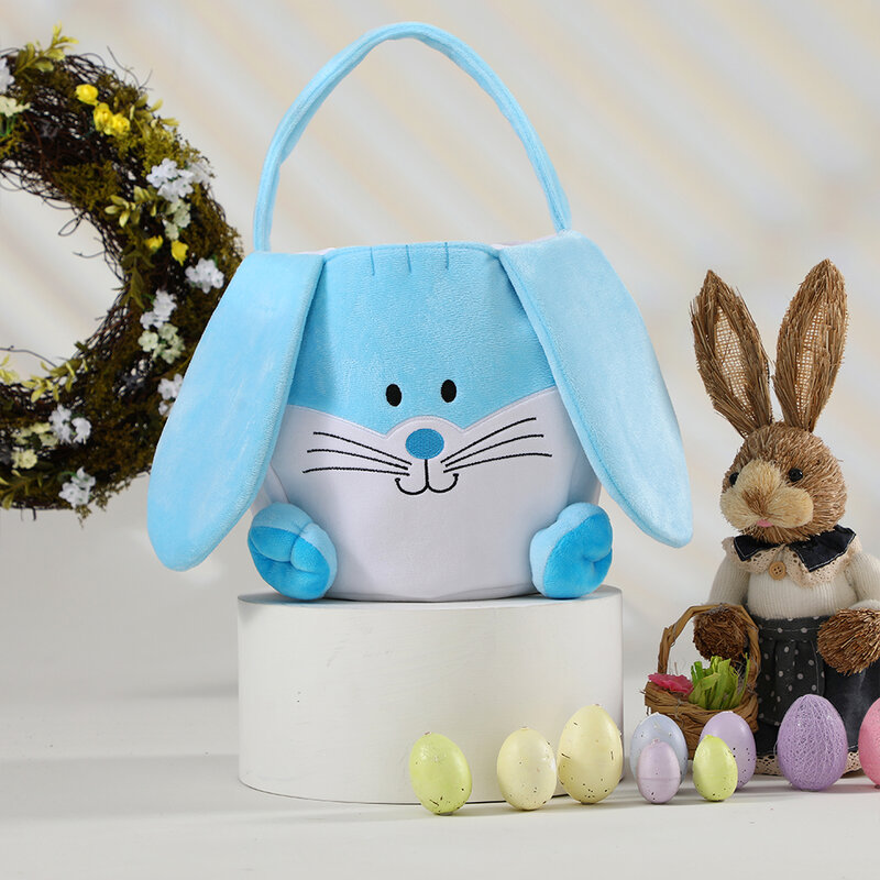 حقيبة دلو أذن الأرنب الكرتونية لعيد الفصح للأطفال ، حقيبة يد البيض ، عيد الفصح السعيد ، هدية حزمة الحلوى