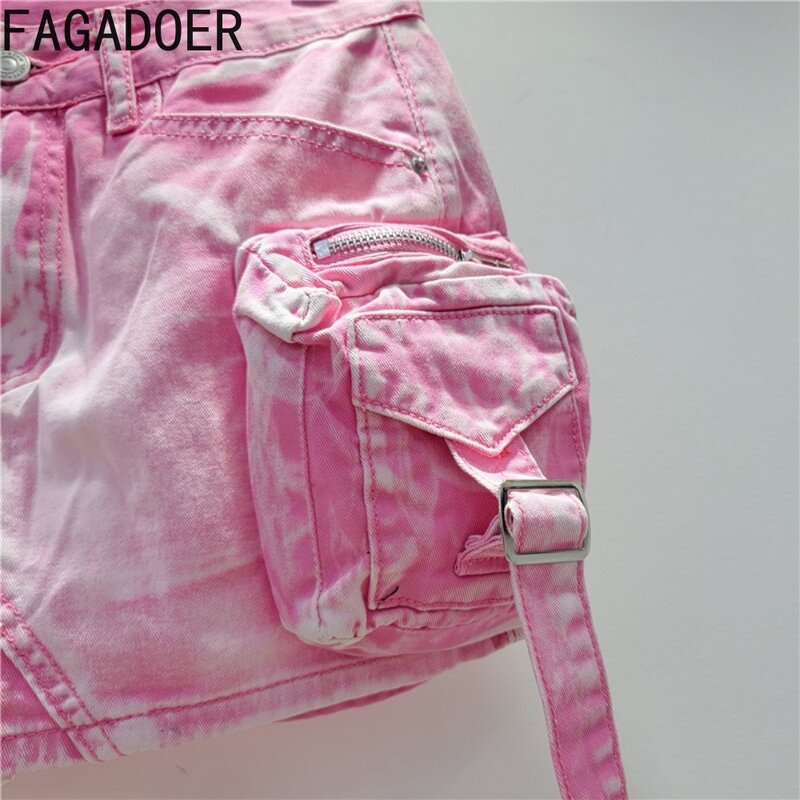 Fagadoer-تنورة جينز بأزرار للنساء ، طراز قديم ، خصر مرتفع ، جيب ، نحيل ، صغير ، موضة ، صيف ، جديد ،