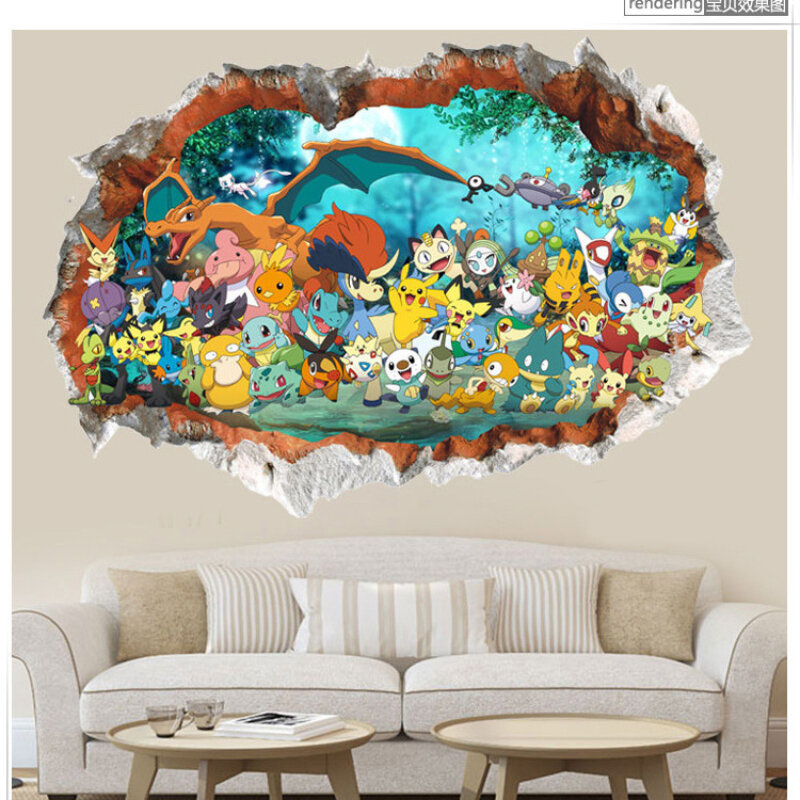 Keeppley Pokémon ملصقات الحائط البلاستيكية ، ديكور الخط للأطفال غرف ، غرفة نوم ، غرفة المعيشة ، المنزل
