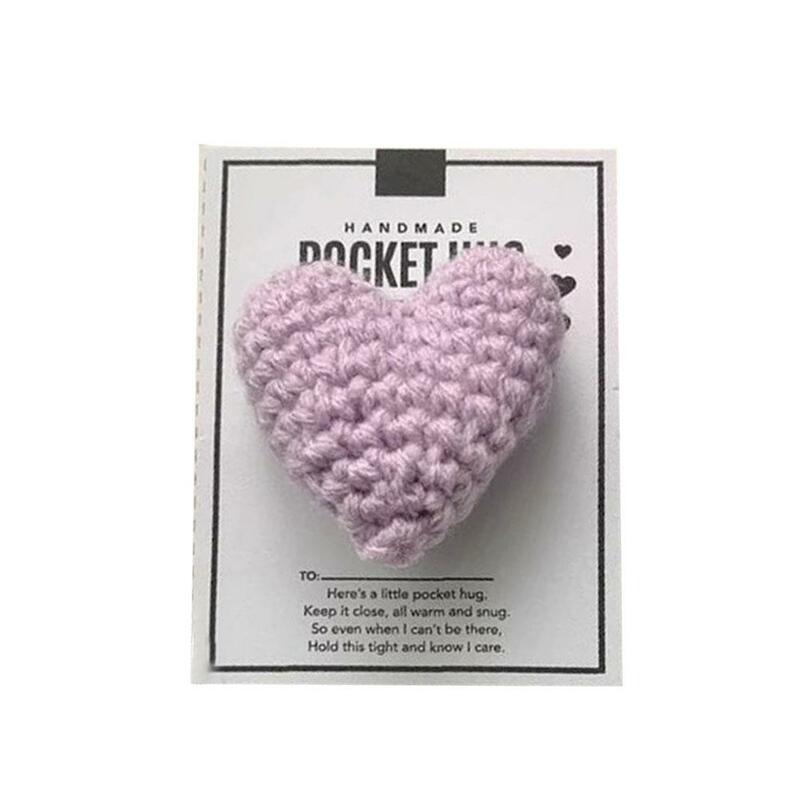 زخارف عناق جيب على شكل قلب كروشيه ، هدايا صغيرة محبوكة للأطفال ، L4D3
