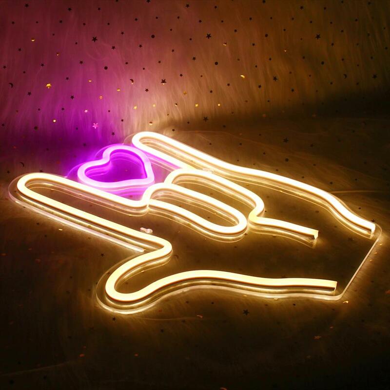 ضوء النيون على شكل قلب الإصبع ، إيماءات إبداعية ، ديكور غرفة فني للحفلات ، بار ، زفاف ، غرفة نوم ، مهرجان ، مصباح حائط معلق