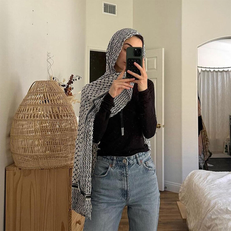 حجاب مسلمات مطبوع للسيدات ، شال نسائي ، وشاح نسائي ، جودة عالية ، كوفية ، إسرائيل ، تخفيضات كبيرة ، 185x70cm