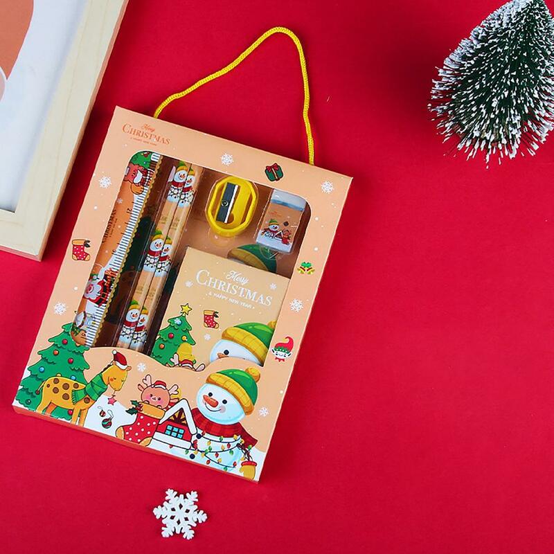 مجموعة القرطاسية الكرتون عيد الميلاد ، تصميم المحمولة ، نمط عيد الميلاد ، مبراة قلم رصاص ، محايات للورق ، Kawaii
