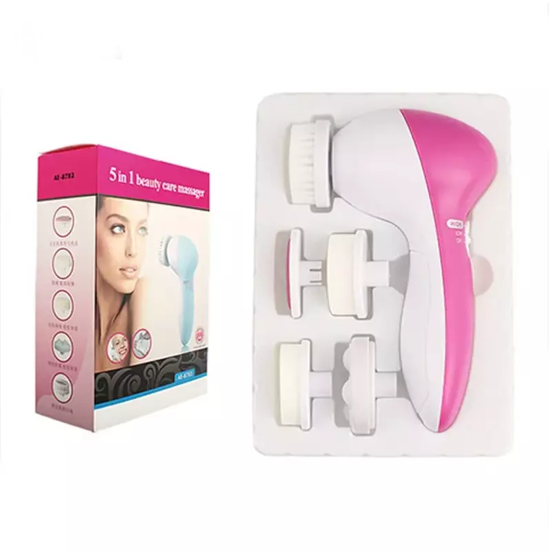 جهاز غسيل الوجه الكهربائي للنساء ، منظف مسام الوجه ، تدليك تنظيف الجسم ، عناية صغيرة بجمال البشرة ، أدوات تدليك للسيدات ، 5 في 1