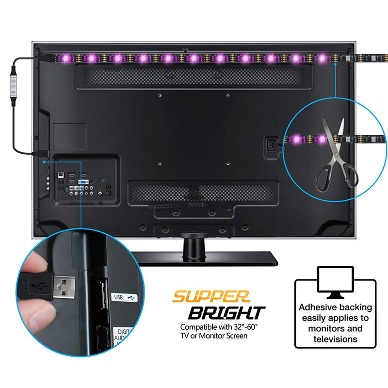 5 فولت USB Rgb Led قطاع شريط ضوء لغرفة التلفزيون ديكور الخلفية أضواء SMD2835 نوم المطبخ غرفة المعيشة الديكور الإضاءة مصباح