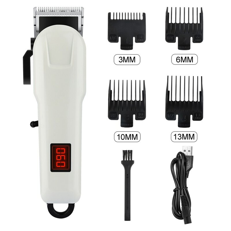 آلة قص الشعر الاحترافية القابلة لإعادة الشحن للرجال ، آلة قص الشعر الكهربائية LCD Cordless USB