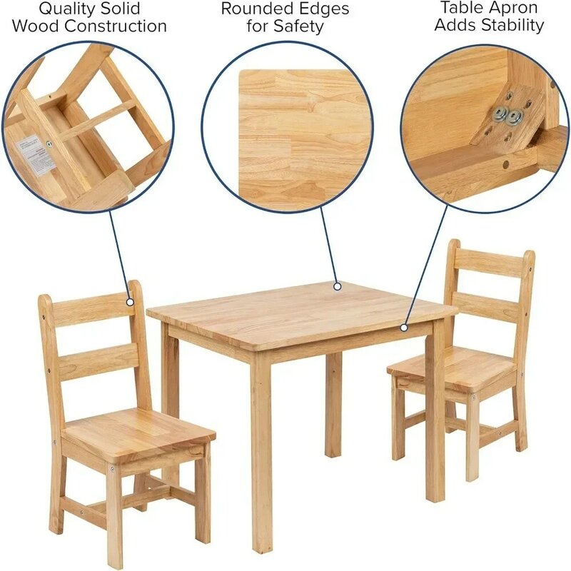 مجموعة طاولة وكرسي من الخشب الصلب لغرفة اللعب ، طاولة وكراسي خشبية للأطفال ، لعبة قراءة والدراسة للأطفال