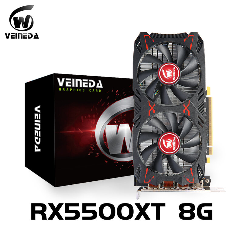 بطاقة رسومات من VEINEDA طراز RX5500XT للألعاب 8 جيجا بايت 128Bit GDDR6 PCI-E 4.0 × 8 وحدة معالجة الرسومات Radeon rx5500xt 8 جيجا بايت بطاقات ألعاب فيديو بلاسا دي فيديو