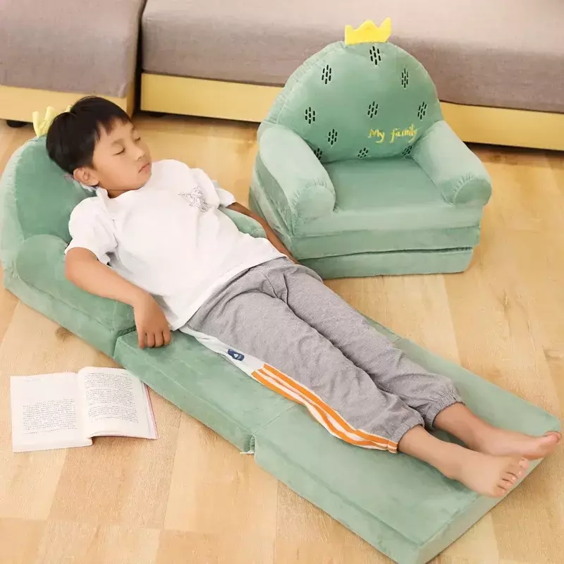 سرير أريكة للأطفال على شكل حيوانات ، طفل صغير ، كرسي بذراعين مزدوج الاستخدام ، كرتون قابل للطي ، مقعد سرير صغير