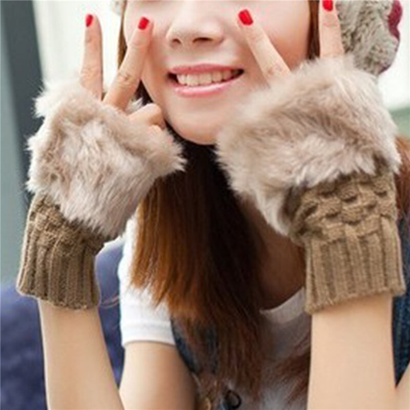 المرأة قصيرة محبوك أصابع نصف اصبع قفازات ، الإناث القفاز ، الحلو ، أفخم ، الجودة ، الدافئة ، موضة ، جديد ، الشتاء