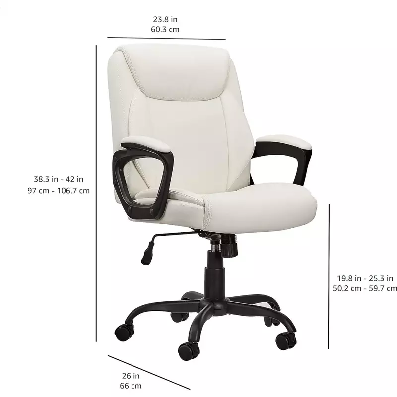 كرسي مكتب متوسط الظهر مبطن بو ، كراسي مكتب كمبيوتر ، كريم مسند ذراع ، 26 "D x" W x 42 "H