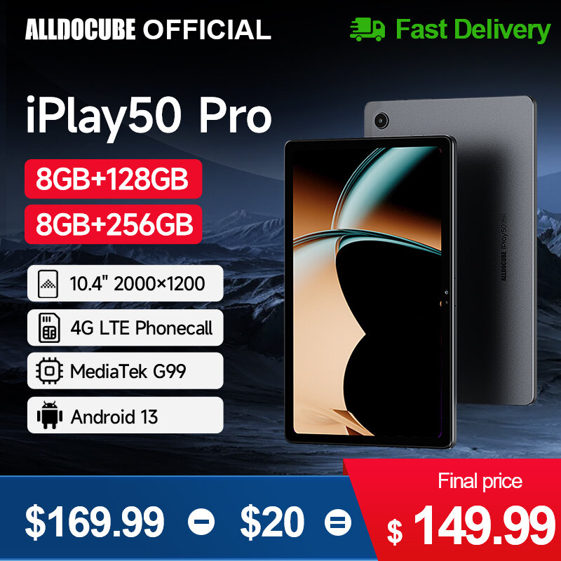 Alldocube-iPlay 50 لوحة كمبيوتر ، iPlay 50 ، Pro Max ، 10.4 "، 2K كمبيوتر لوحي ، Helio G99 ، أندرويد 13 ، 8 GB RAM ، 128 GB ، 256GB Lte