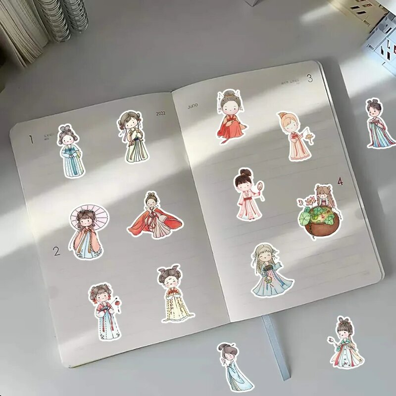 Hanfu فتاة سلسلة ملصقات الكتابة على الجدران ، ديكور ، حقائب ، الحالات الهاتف المحمول ، كمبيوتر محمول ، خوذة ، لوح التزلج ، لتقوم بها بنفسك اللعب ، 63 قطعة