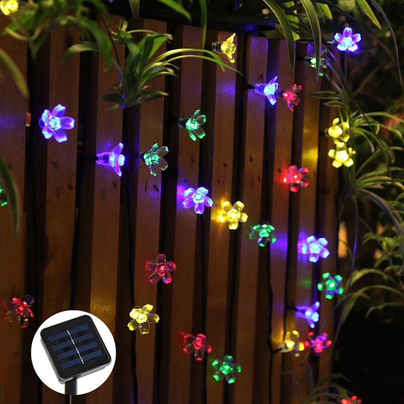 أضواء سلسلة الشمسية 7m 50led الخوخ زهرة مقاوم للماء في الهواء الطلق إضاءة ديكورية Fariy أضواء عيد الميلاد حديقة حفل زفاف