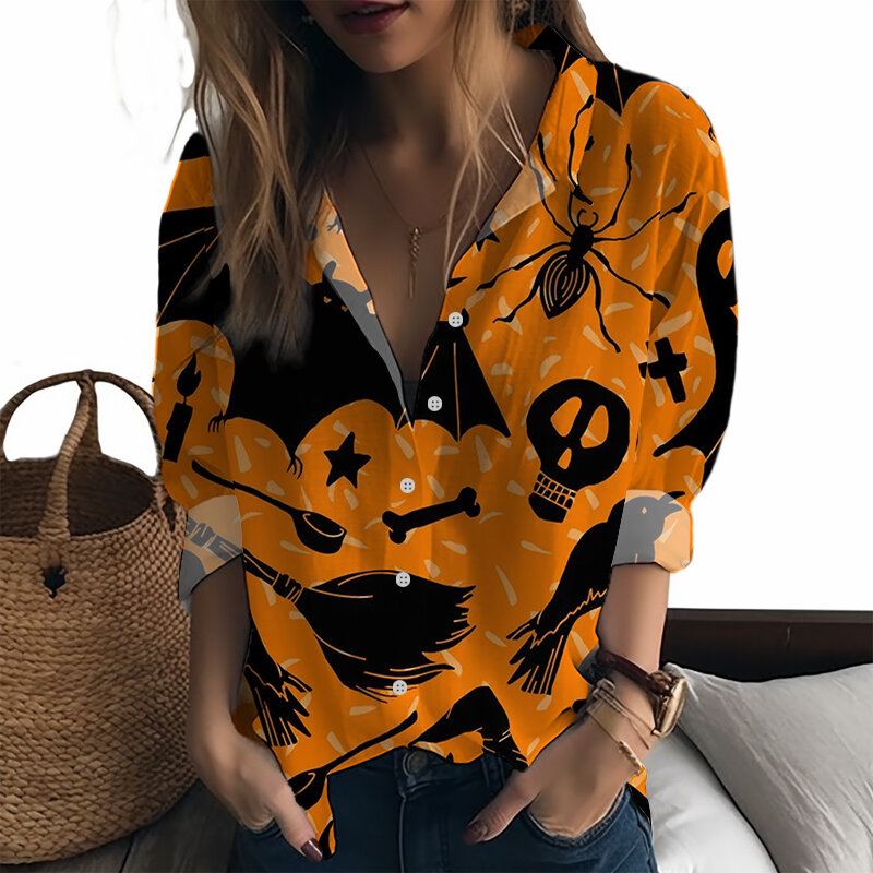 المرأة هالوين نمط القمصان ، قمصان مطبوعة ثلاثية الأبعاد ، موضة الاتجاه ، جديد ، الصيف