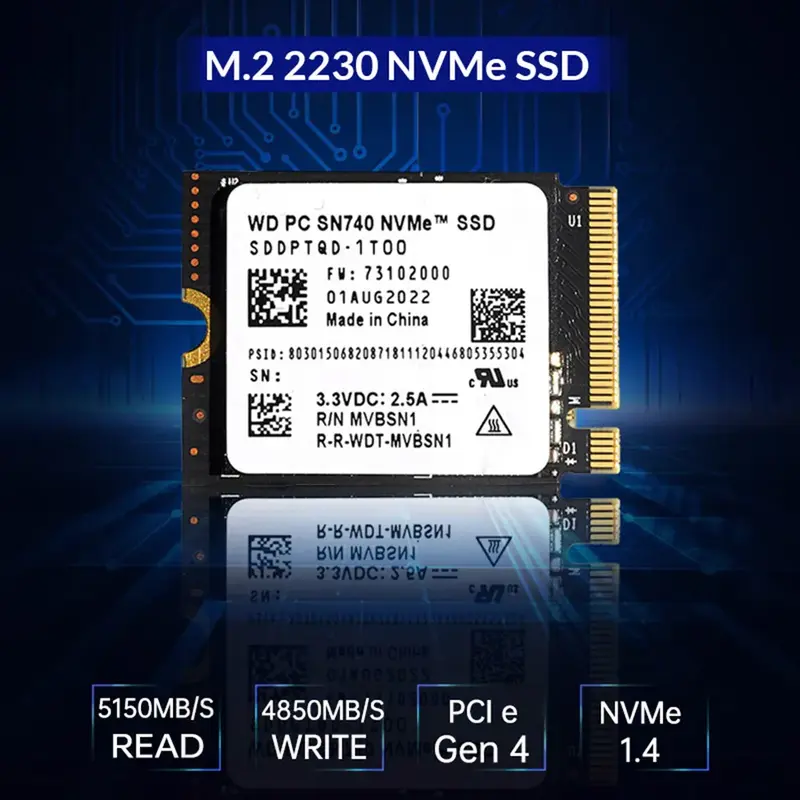 Wespital Digital WD SN740 1 ، M.2 SSD ، NVMe PCIe Gen 4x4 SSD لسطح كمبيوتر محمول بروكس سطح ميكروسوفت 3 بخار