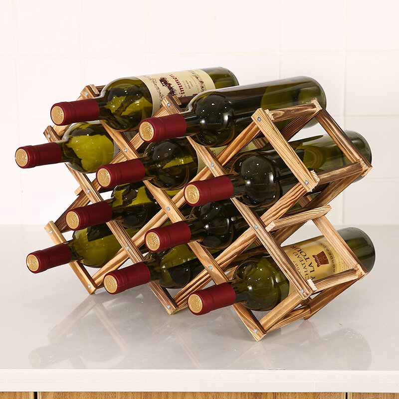 النبيذ الرف خشبية زجاجة النبيذ أصحاب الإبداعية العملي للطي خزانة زخرفية النبيذ الأحمر عرض رفوف التخزين
