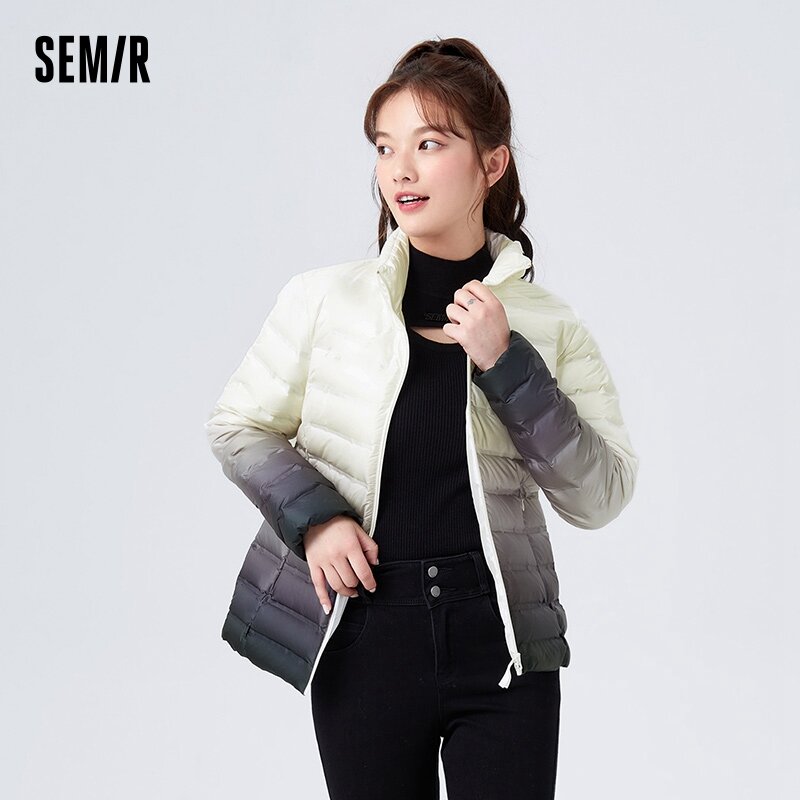 Semir-المرأة الوقوف طوق سترة ، أحادية اللون أسفل سترة ، التدرج ، الضوء ، بسيطة ، عادية ، مزاجه ، تنوعا ، أزياء الشتاء