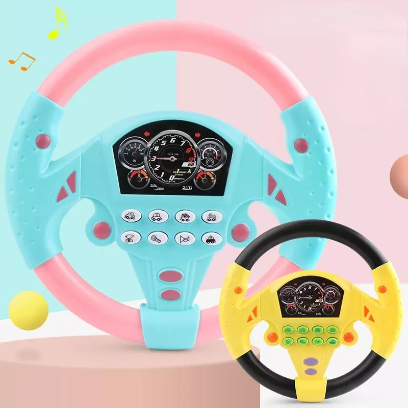 محاكاة قيادة السيارة عجلة القيادة ، ألعاب كهربائية للأطفال مع الصوت ، عربة تعليمية موسيقية ، ألعاب صوتية للأطفال