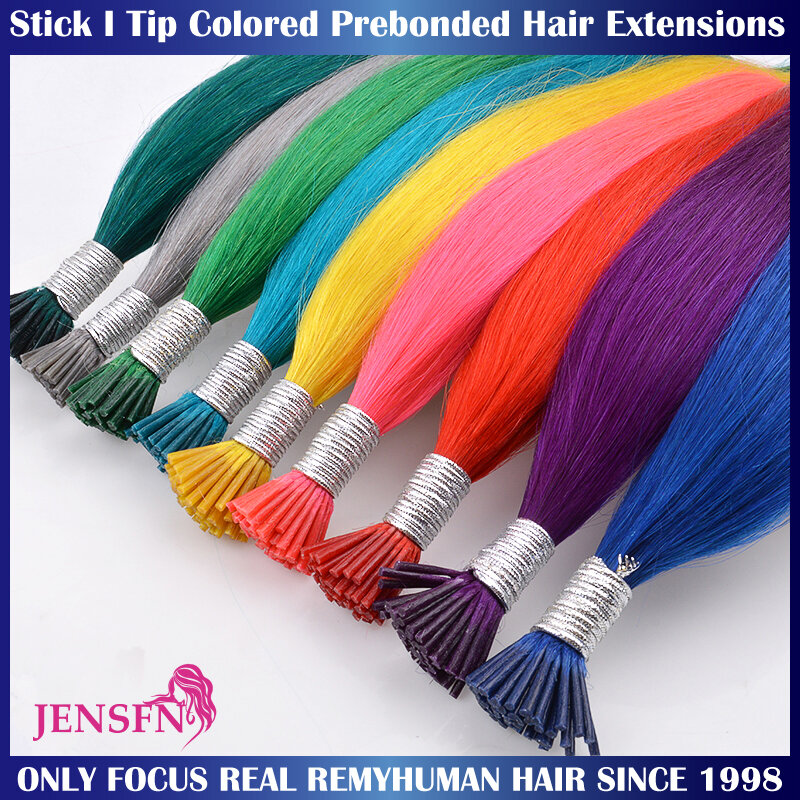 JENSFN-وصلات شعر مستقيمة ، شعر بشري طبيعي انصهار ريمي ، كبسولة كيراتين ، لون طرف ، 14 "-20" ، 0.5 جرام/حبلا