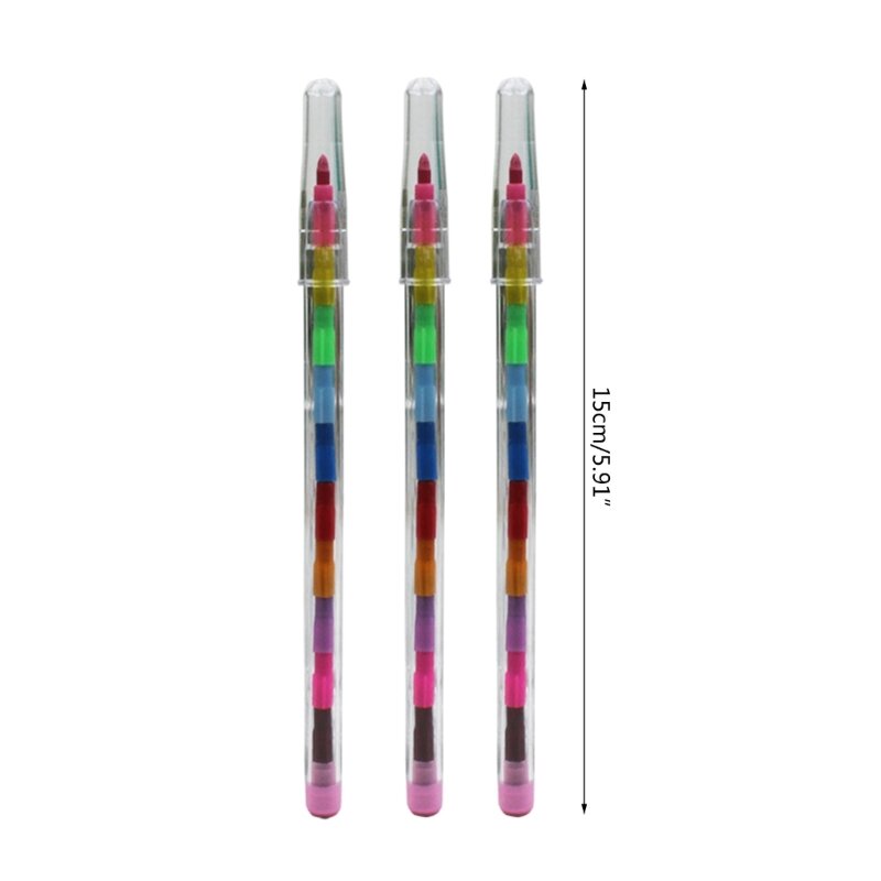 مجموعة أقلام تلوين قابلة للتكديس 10/24 قطعة من أقلام التلوين القابلة للبناء للأطفال