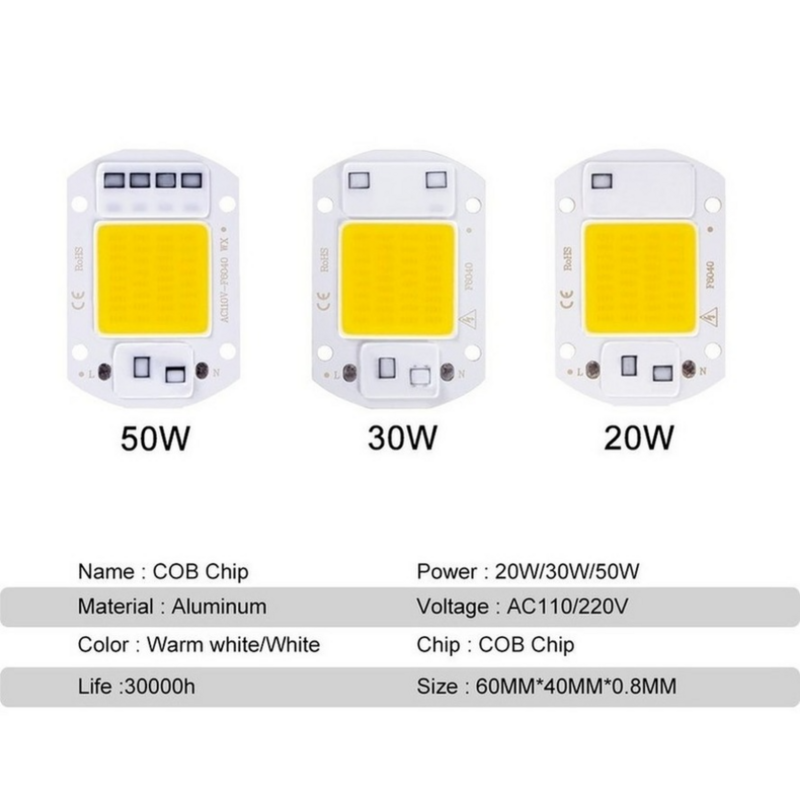 PwwQmm AC110V 220 فولت LED رقاقة 20 واط 30 واط 50 واط COB رقاقة لا حاجة سائق LED مصباح الخرز ل ضوء الفيضانات الأضواء Lampada لتقوم بها بنفسك الإضاءة