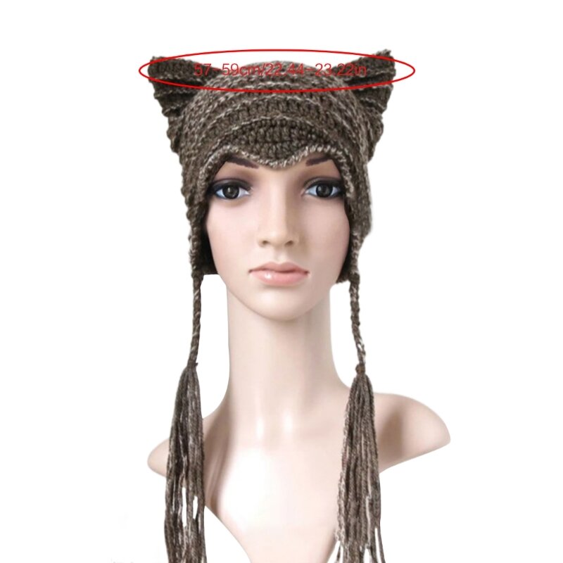 قبعة Earflap قبعة CatEar Knit Devil Hat Y2k Devil Horn Hat قبعة الشيطان الصغير