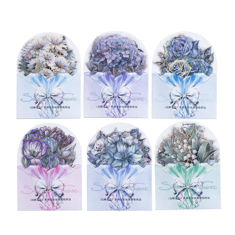 علامات سلسلة زهور النوم لتزيين ألبوم الصور ، ملصق الحيوانات الأليفة ، 6 حزم لكل مجموعة
