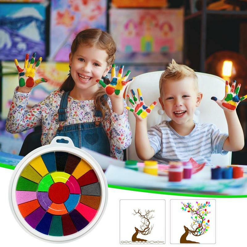 مجموعة أدوات الرسم سكرابوكينغ ذاتية الصنع للأطفال ، فرشاة الختم ، وسادة الرسم بالأصابع ، مجموعة قابلة للغسل للأطفال