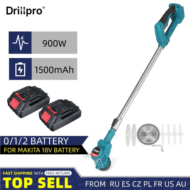 Drillpro 21 فولت 900 واط جزازة العشب الكهربائية ليثيوم أيون اللاسلكي العشب المتقلب تشذيب أدوات الحدائق متوافق ماكيتا بطارية 18 فولت