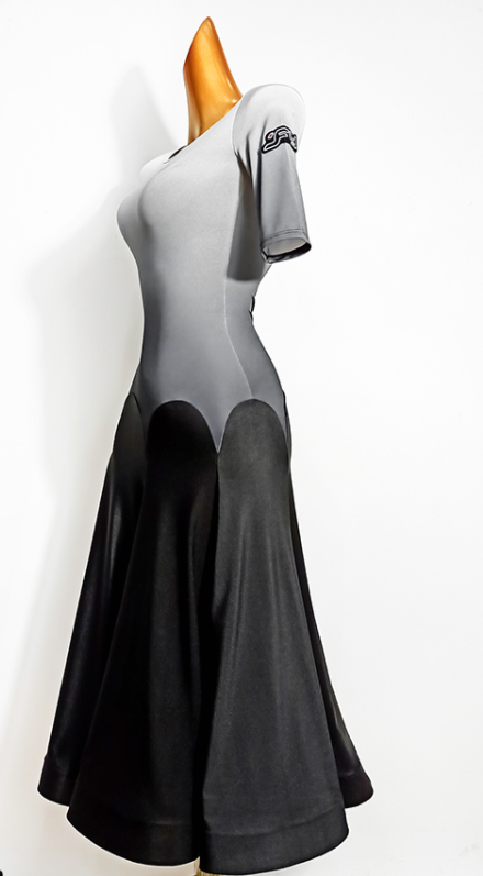 جديد رخيصة فستان قاعة المرأة القياسية الفالس فستان السلس فستان قياسي قاعة الرقص أبيض أسود التدرج colorT632